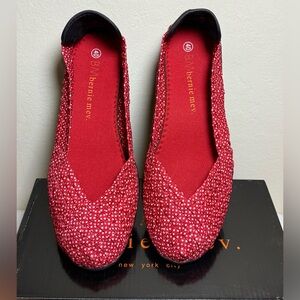 Bernie Mev “Catwalk” Red Polka Dot Woven Flats -  Size 9 - 9 1/2 (EU 40) NWT